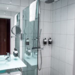 Bathroom in hotel room at Varbergs Stadshotell