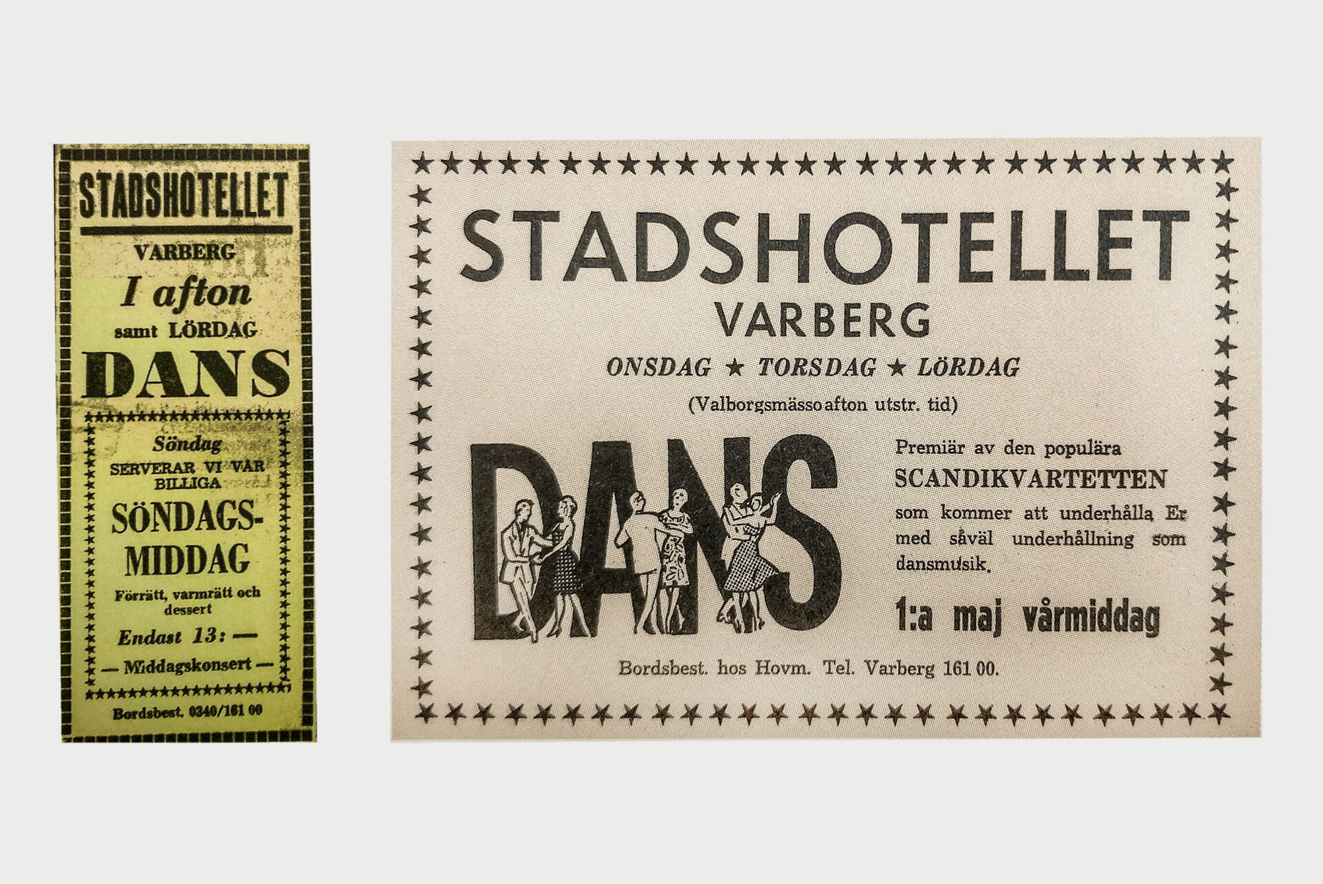 Annonser om dans på Varbergs Stadshotell. 1960-tal.
