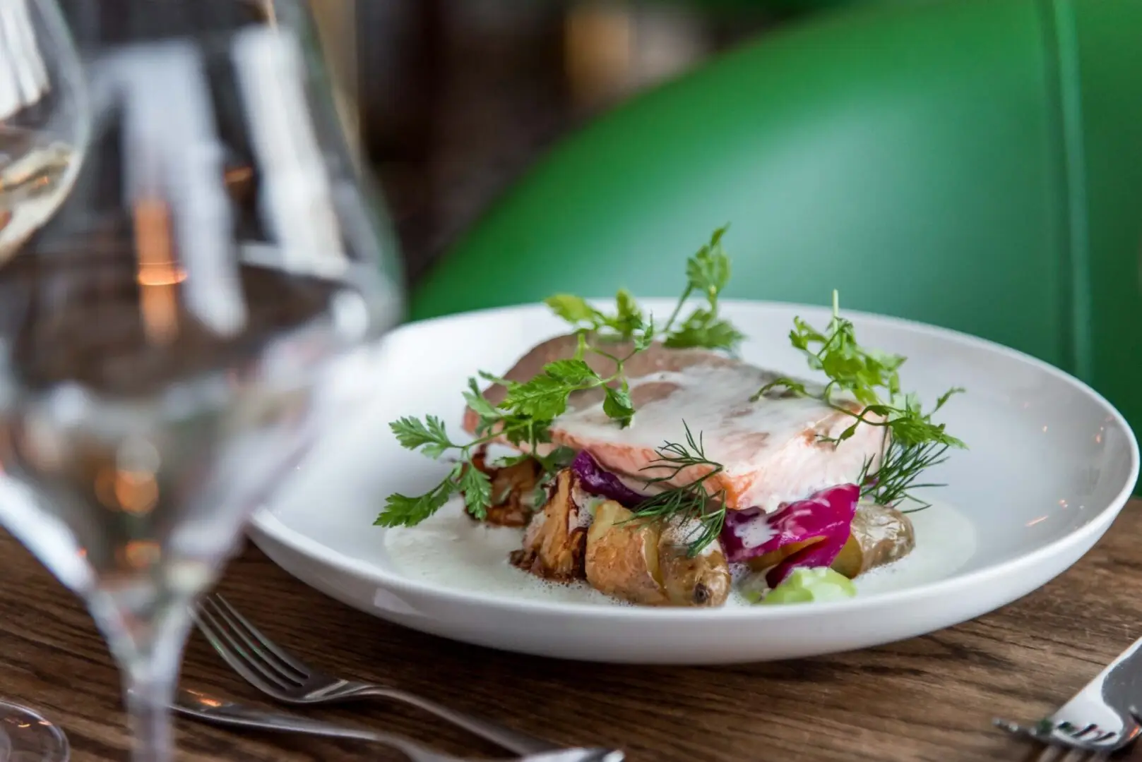 Fiskrätt i restaurangen på Varbergs Stadshotell