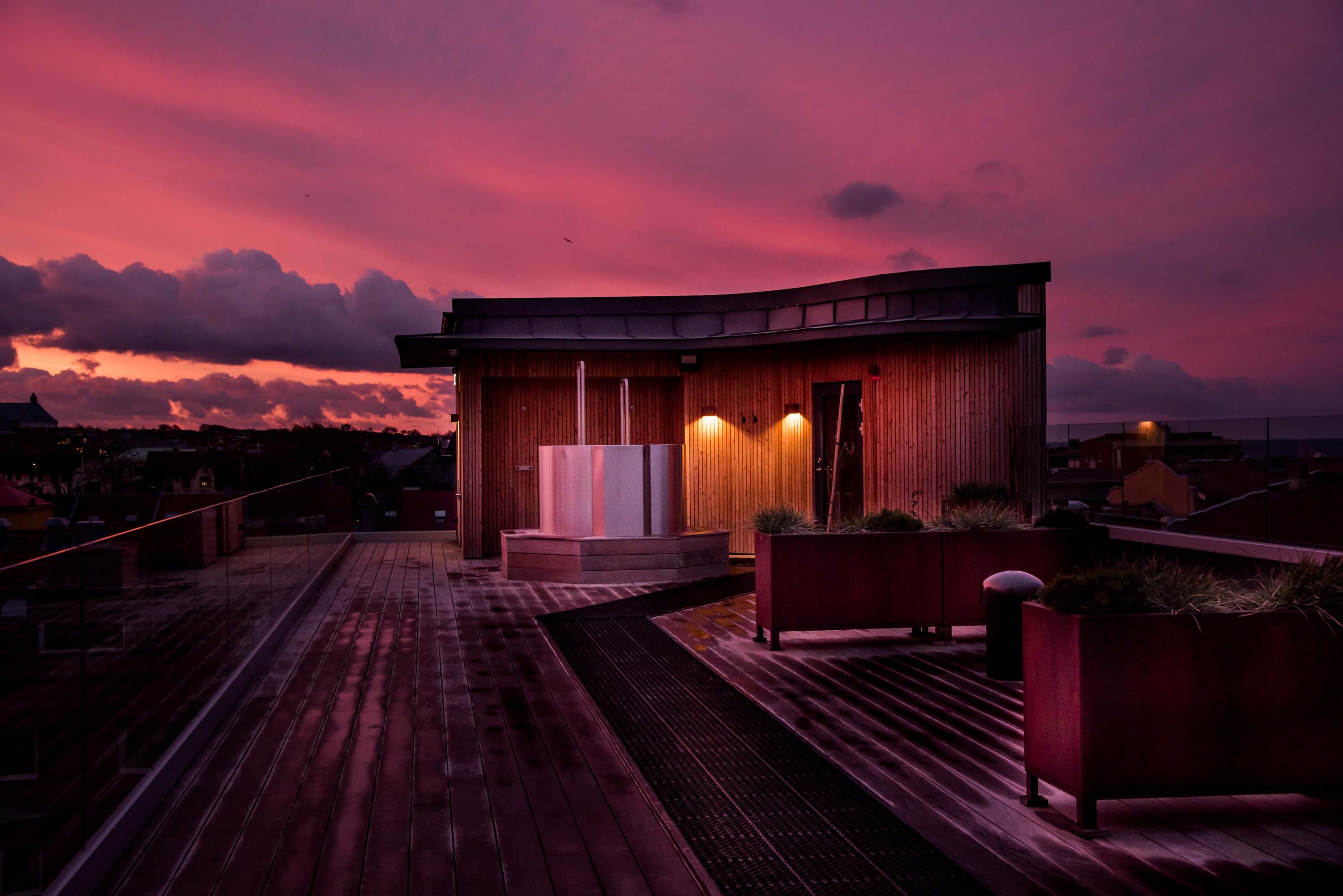 bastu i soluppgång på asia spa